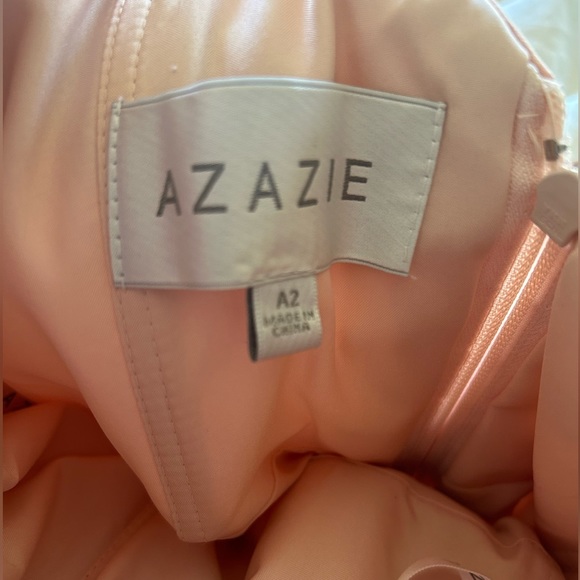Azazie pearl pink color maxi bridesmaid dress in size A2 - Picture 5 of 10